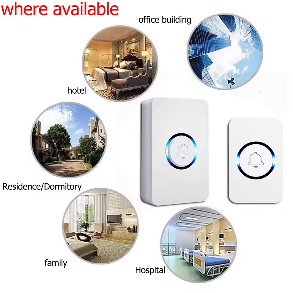 Wireless Doorbell Indoor Outdoor Waterproof Doorbell Hole Free ...