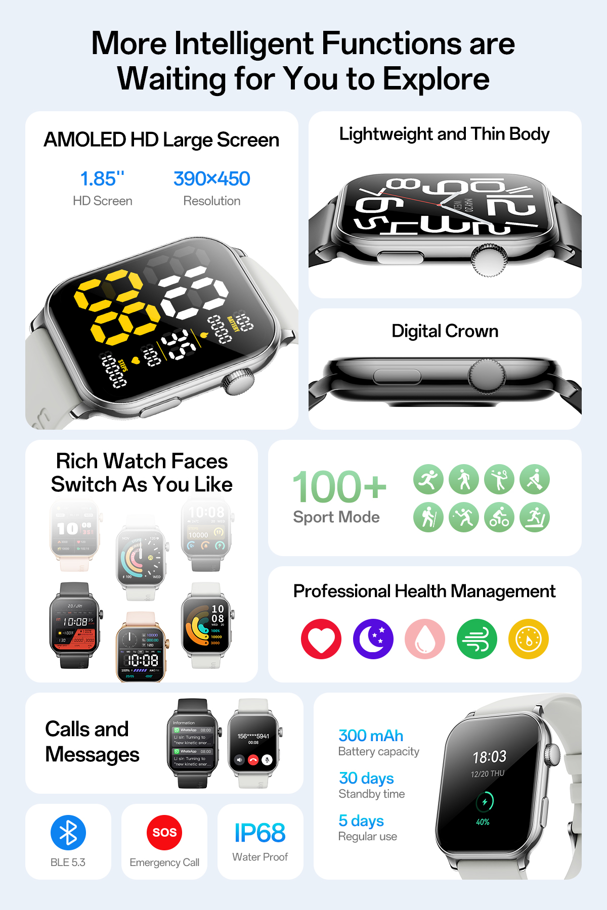 Aolon GTR 3& GTS 3 Smart Watch 8.8mm Ultra-thin Amoled AOD 40mm Health ...