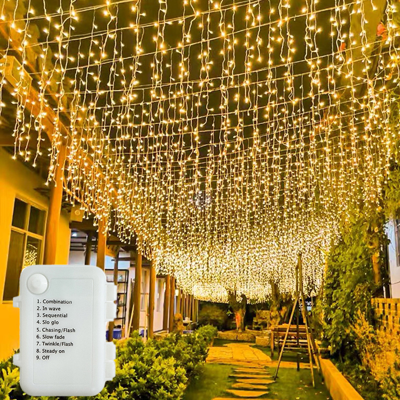 LED Icicle Waterfall Fairy Light Indoor String Lights 8 Modes Garland ...