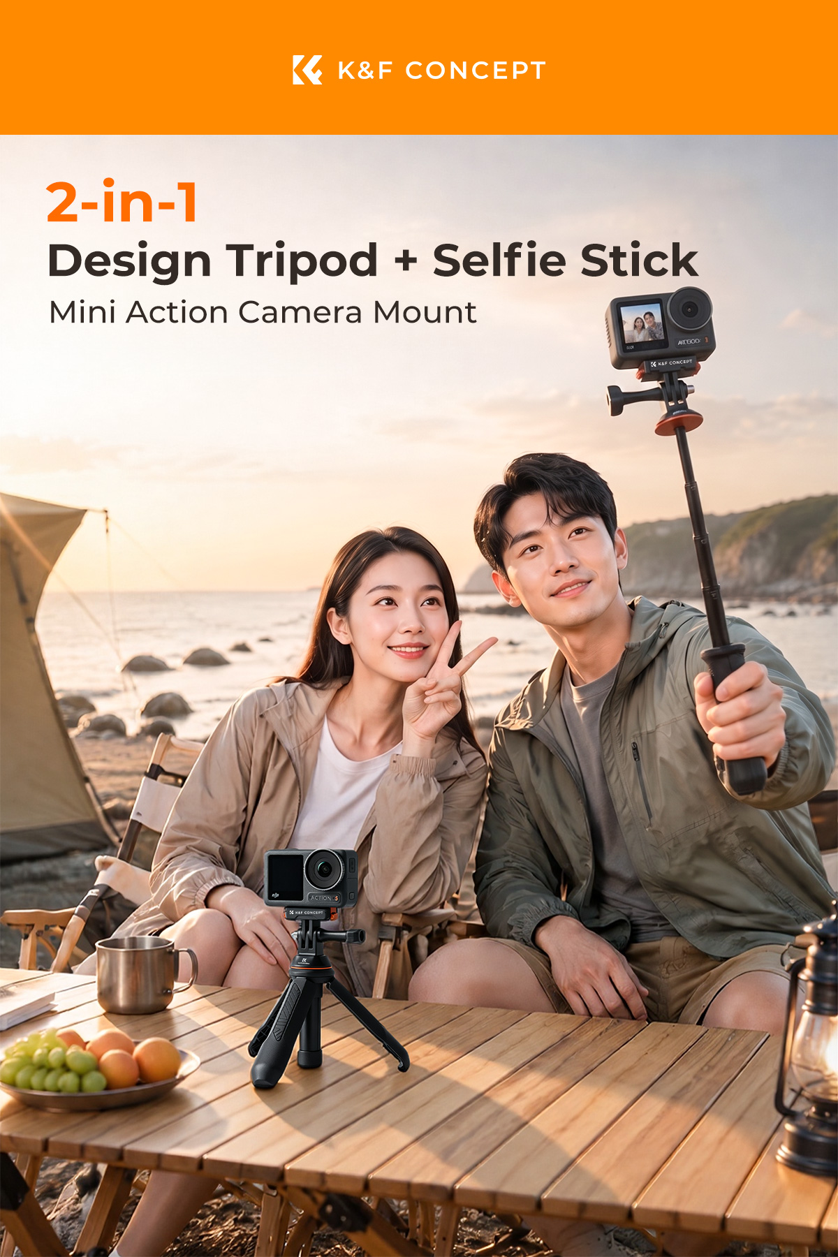 K&F CONCEPT MS10 Mini selfie stick tripod suitable for Action and Insta ...