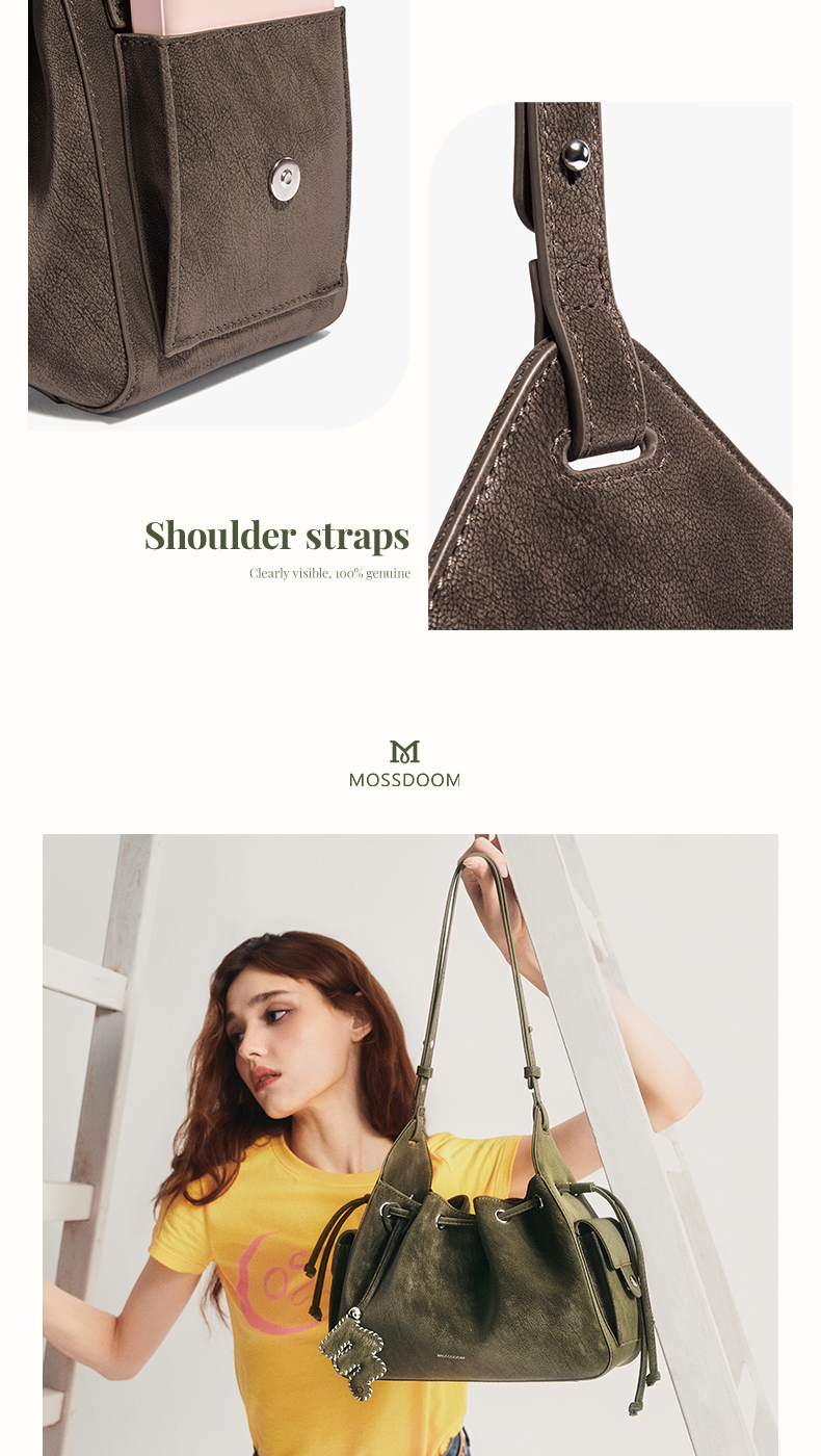 MOSSDOOM Women's Bag Bellis Bag Drawstring Bucket Bag Pu Leather ...