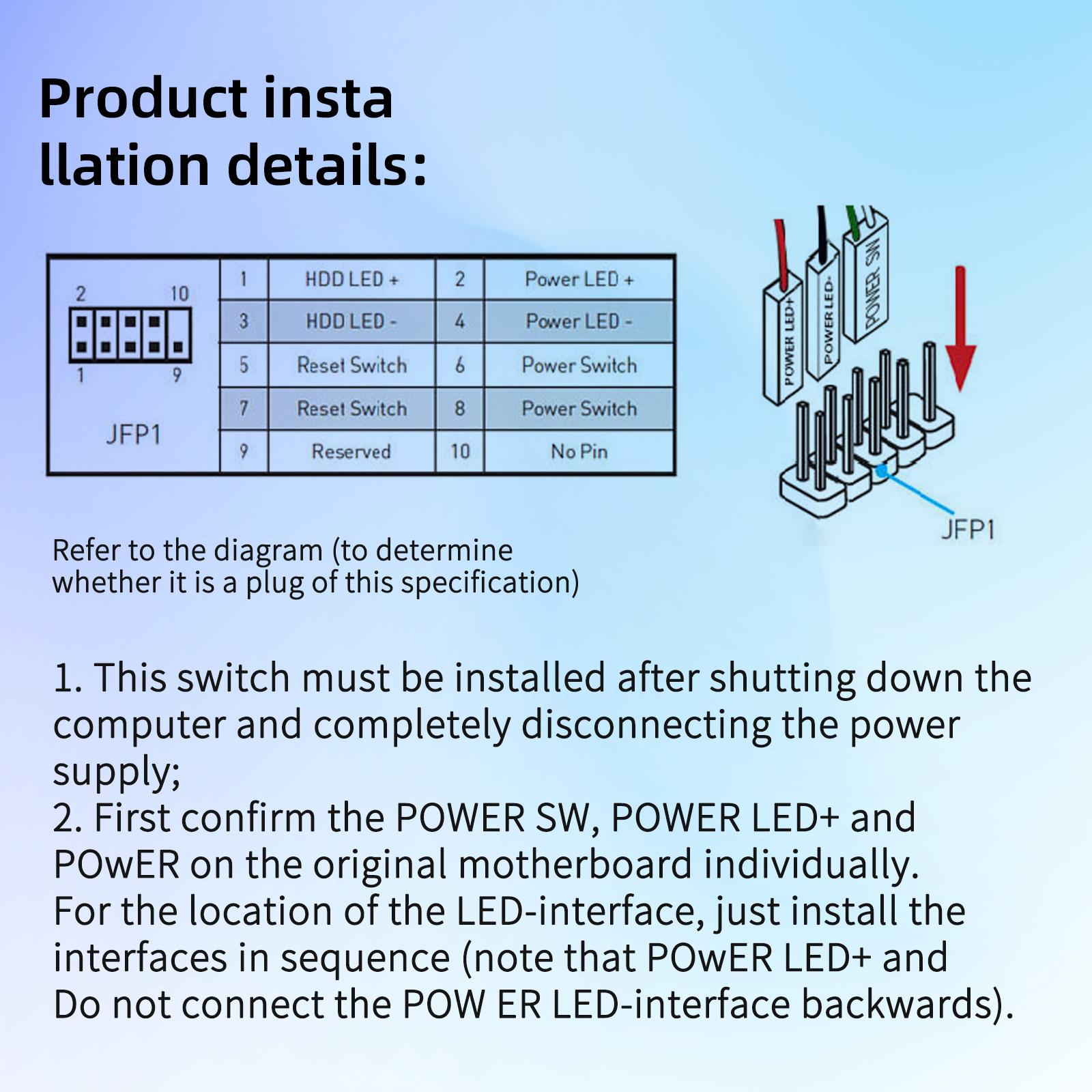 External PC Power Button with LED Indicator ATX Start Switch Extension ...