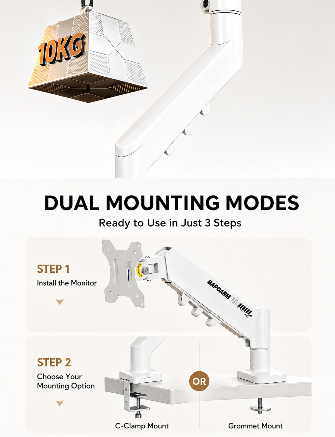 Bapoarm A1 Monitor Arm Monitor Stand 10kg Capacity Fits 17-32 Inch Anti ...
