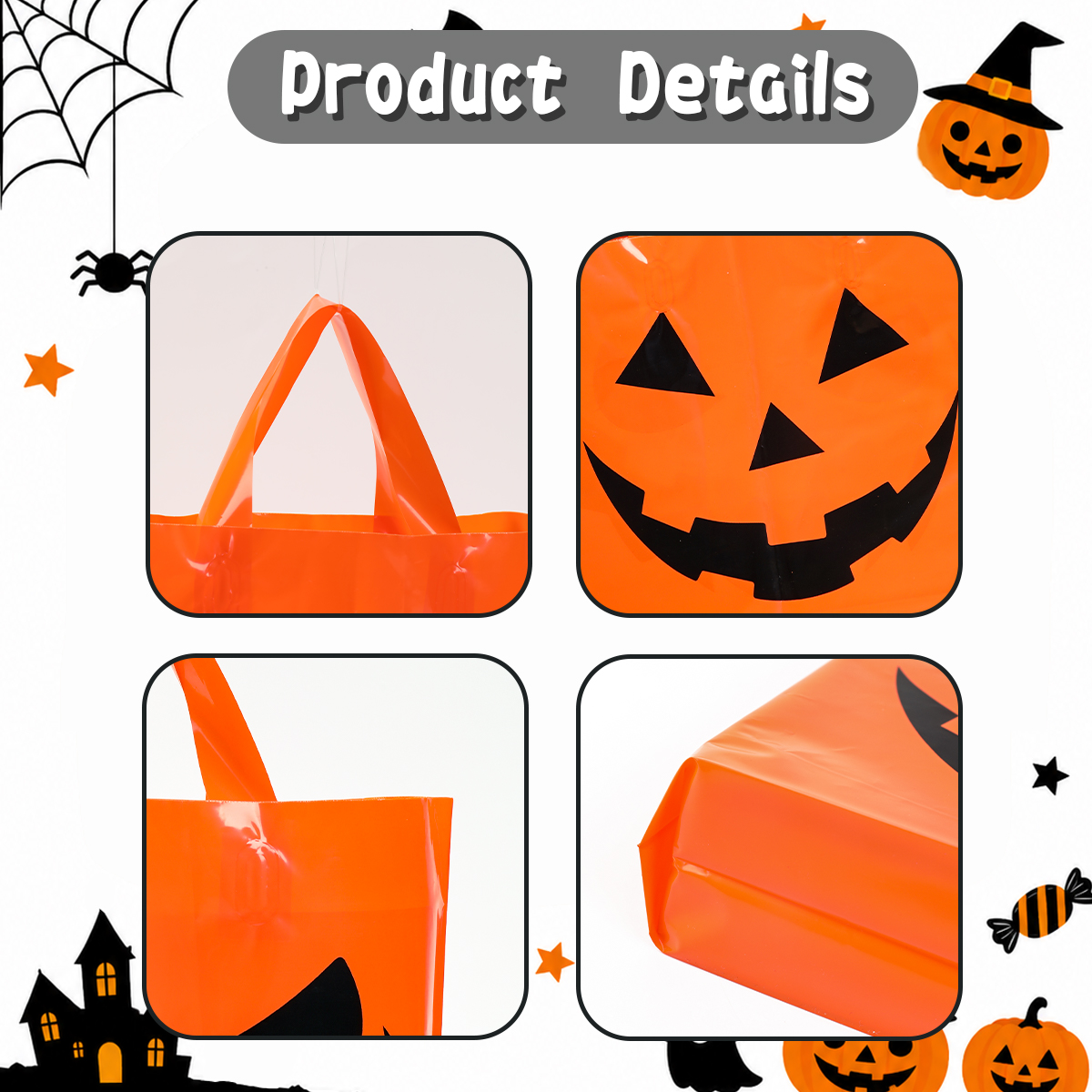 5/10pcs Halloween Tote Bag Pumpkin Handbags Gift Bags For Candy Trick ...