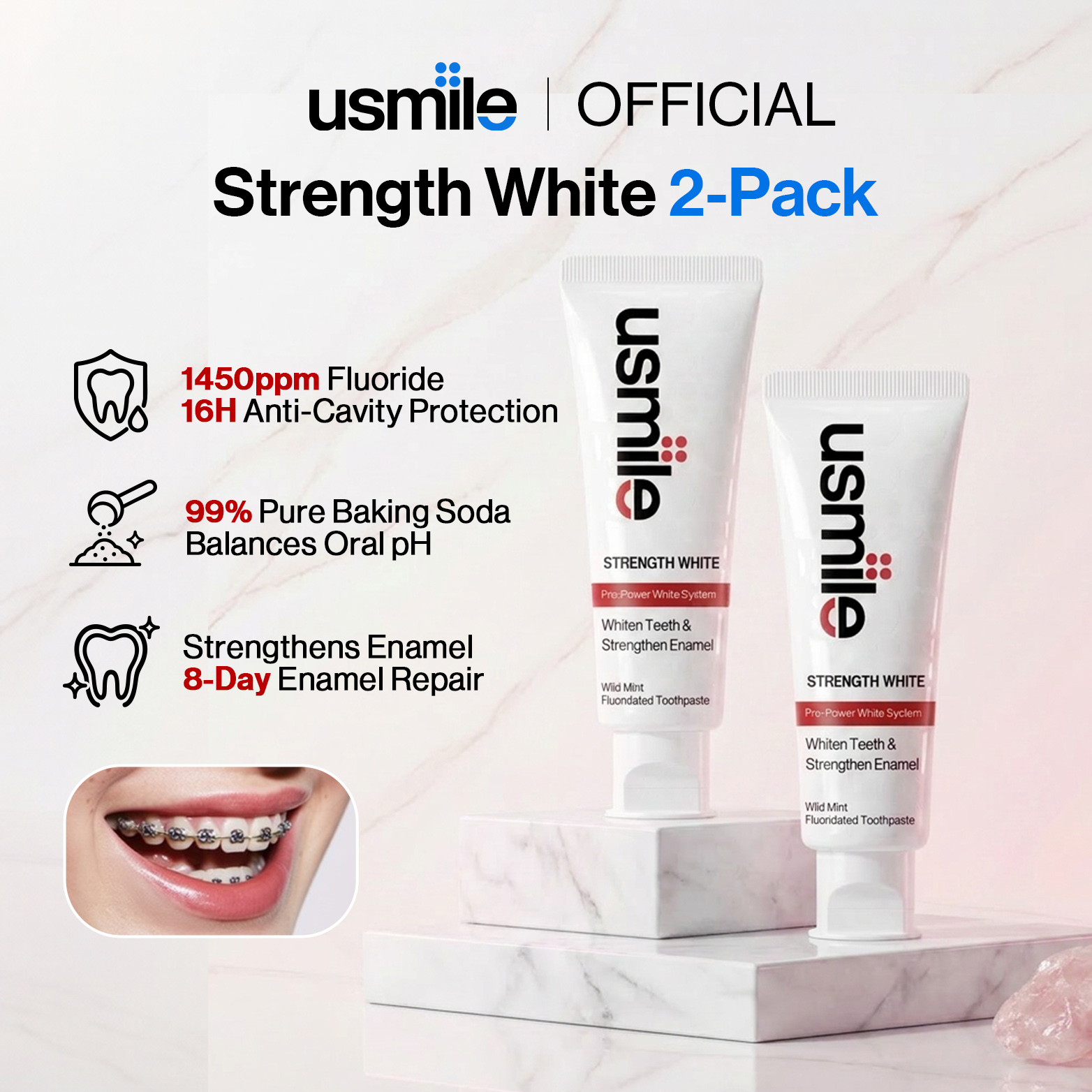 [Buy2Free2] usmile Strength+Optical White Whitening Toothpaste ...