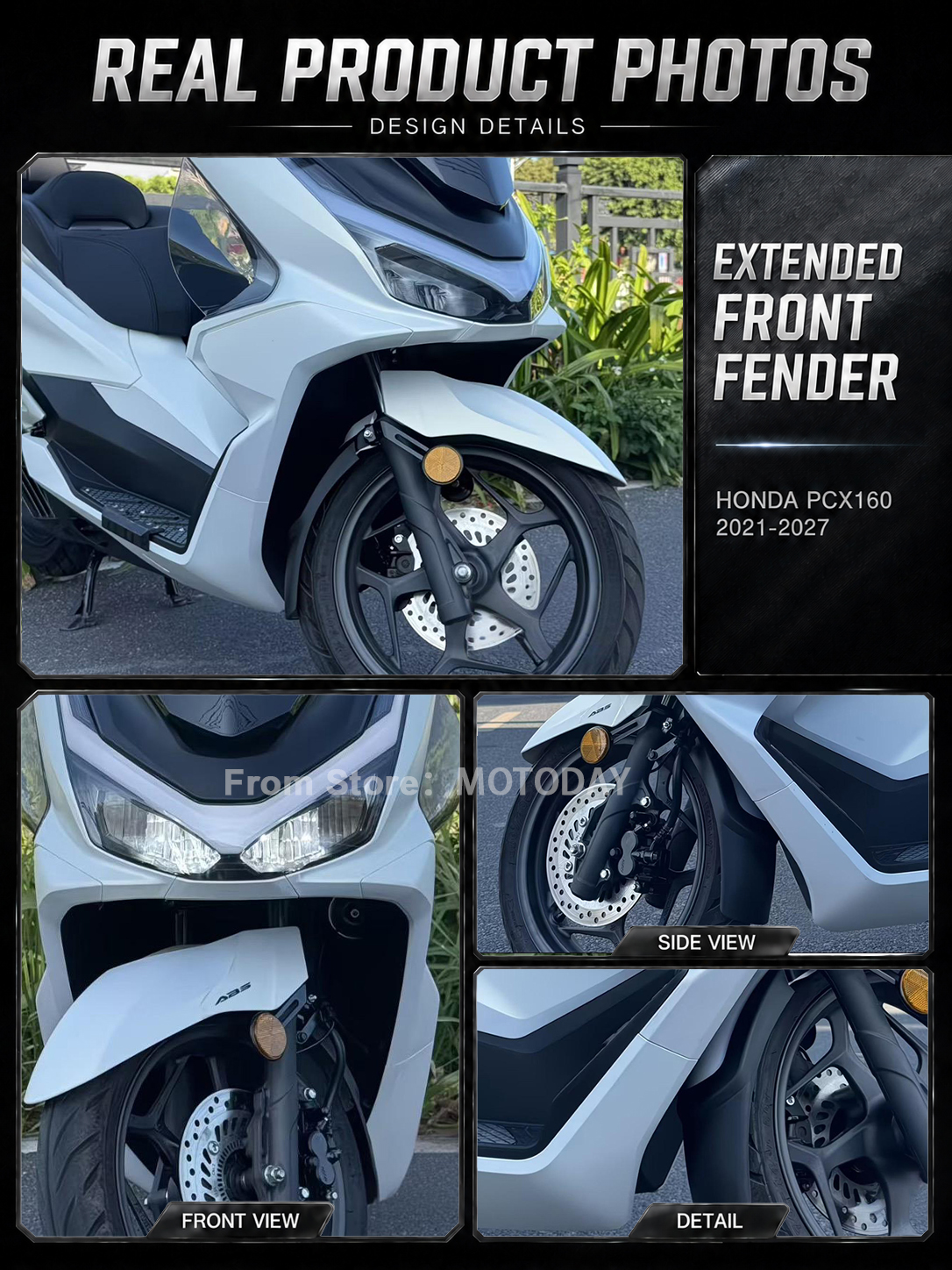 For Honda PCX160 2021-2027 Front Fender Extender Mud Flap Splash Guard ...