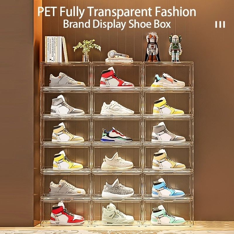 【UUYN1】Acrylic Shoe Box Stackable Magnetic Shoe Rack Transparent ...