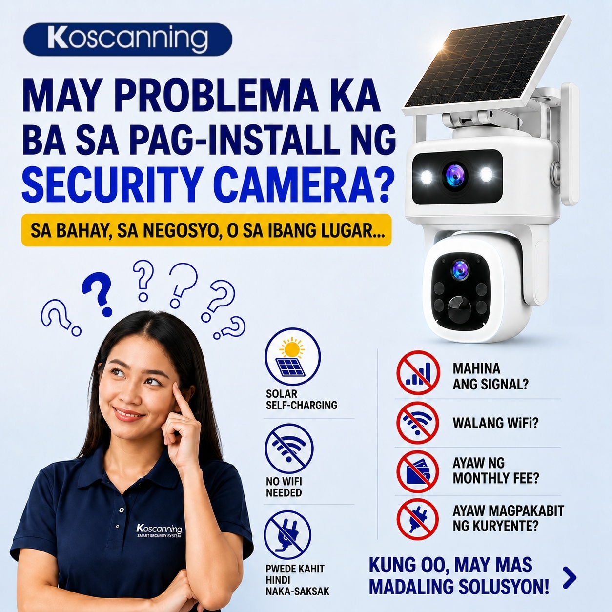 Koscanning SQ65 4G Solar CCTV Camera 3MP Dual Lens Outdoor No WiFi ...