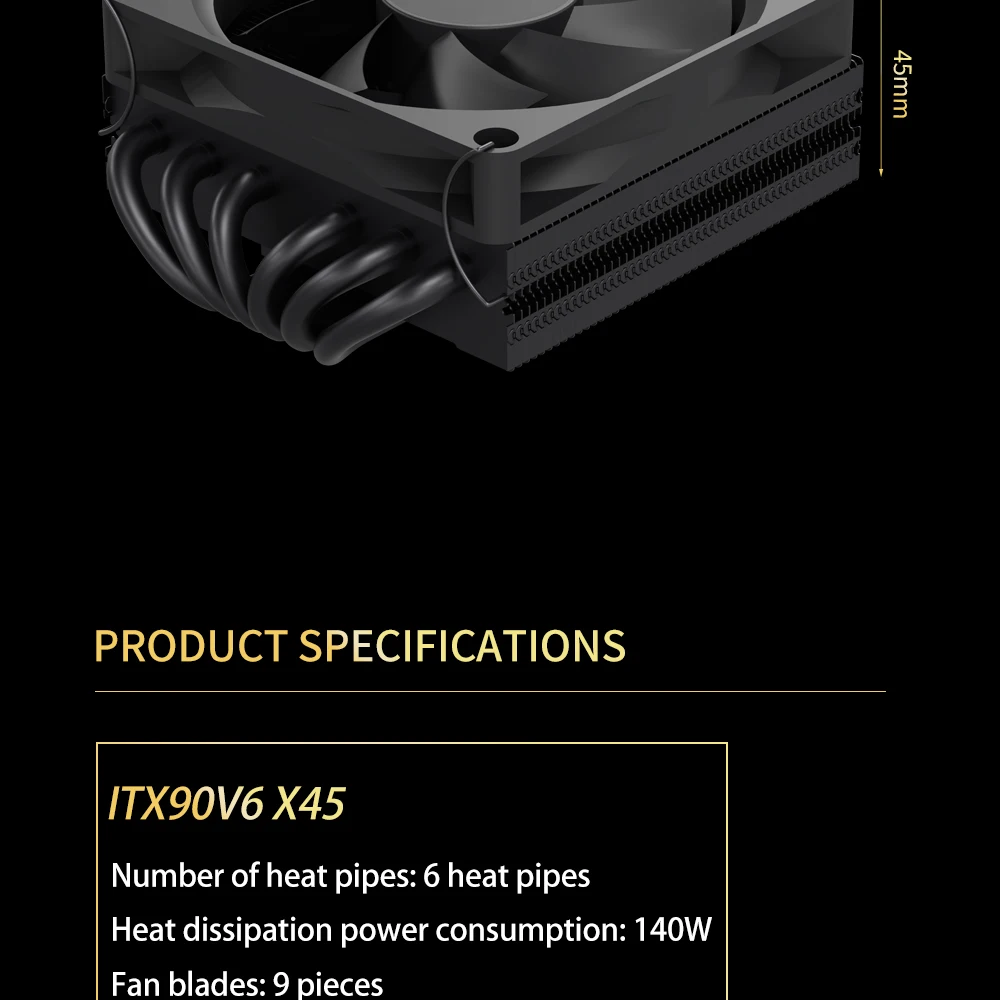 Down‑Pressure CPU Air Cooler 6 Heat Pipes Ultra‑Thin Low Profile CPU ...