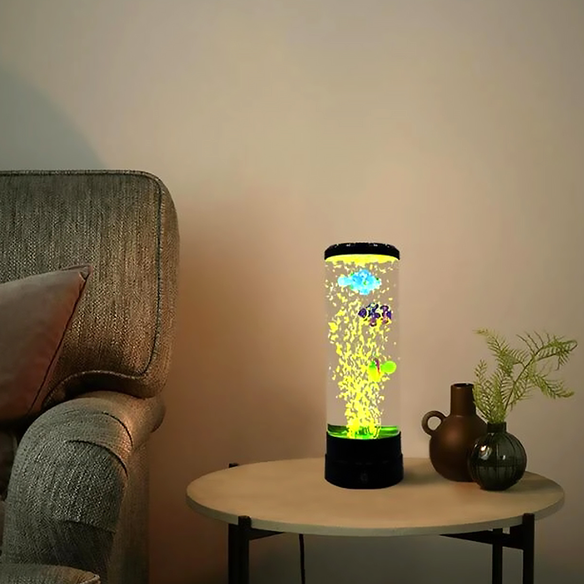 Touch Control LED Fish Bubble Lamp Multi Color Changing Simulated ...