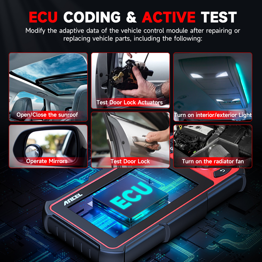 ANCEL DS300 12V OBD2 Scanner Lifetime Free Update ECU Coding 28+ Reset ...