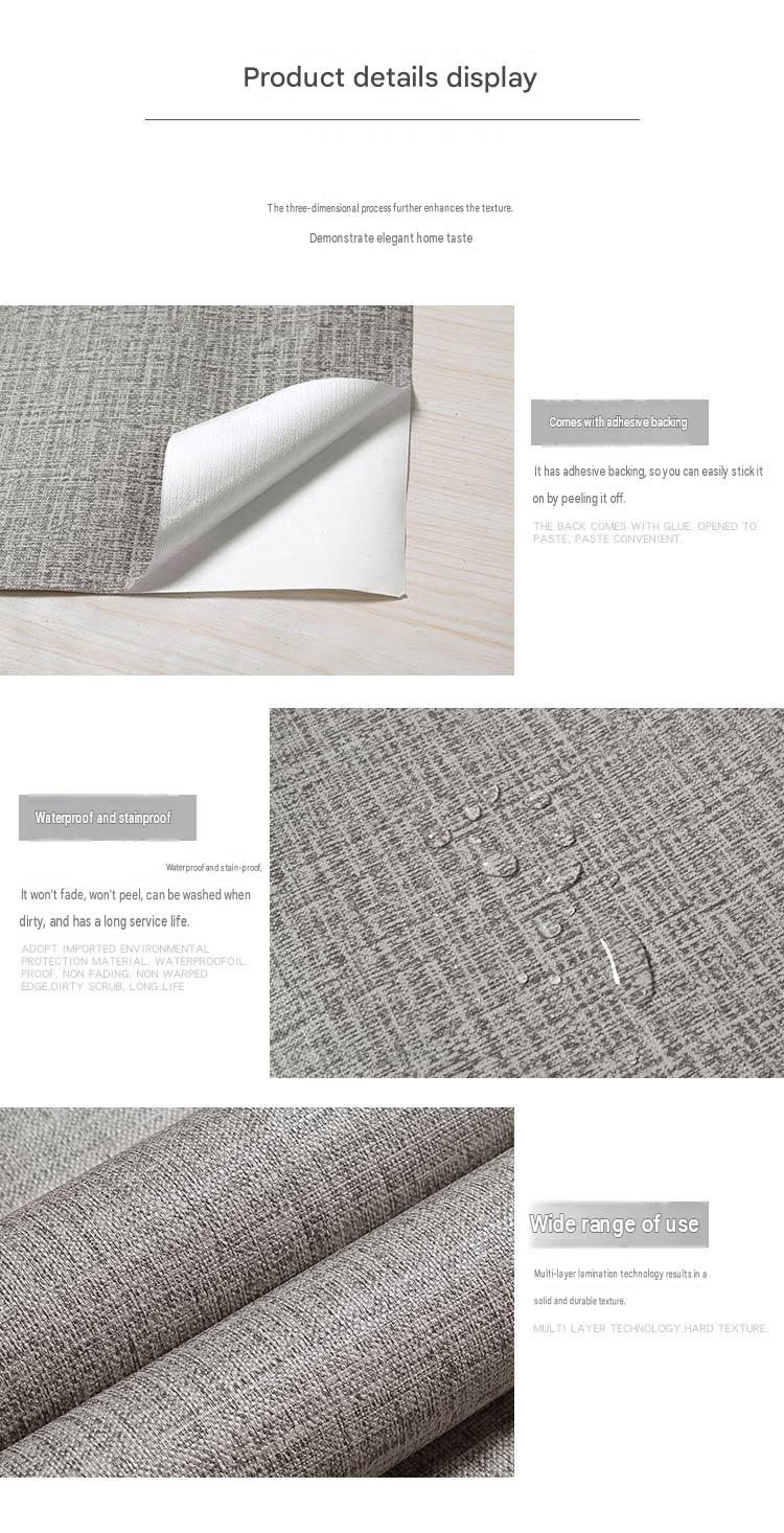 Self-Adhesive Linen Texture Wallpaper - Waterproof Moisture-Proof Wall ...