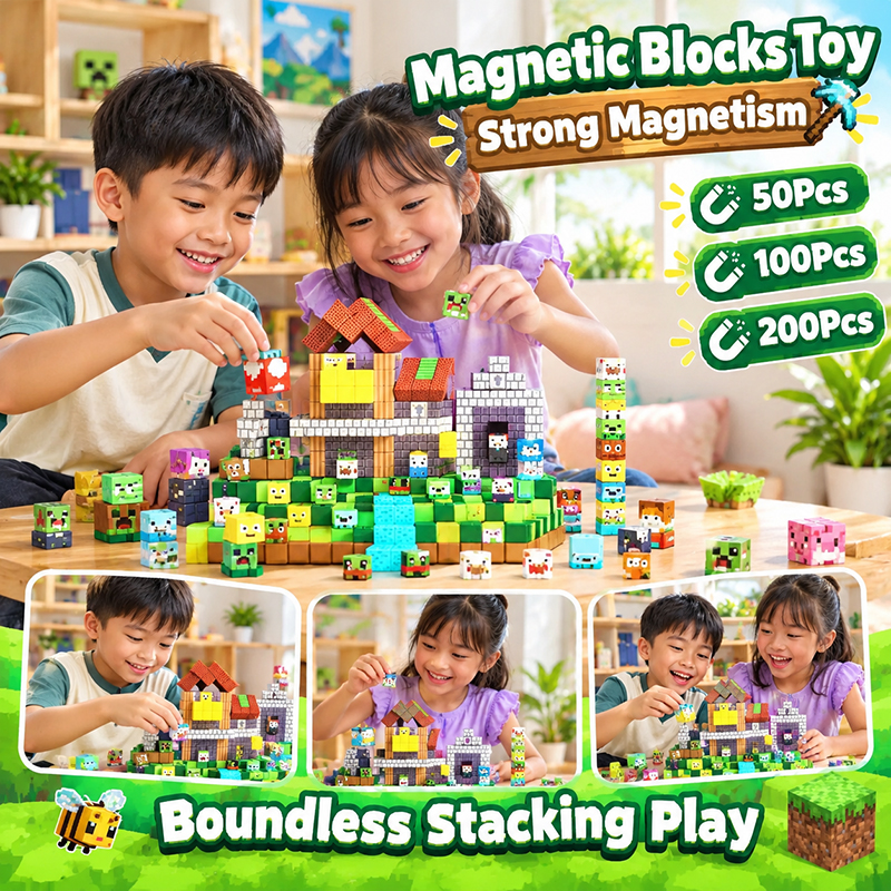 100 PCS Magnetic Block Minecraft Magnetic Building Blocks DIY Cube ...