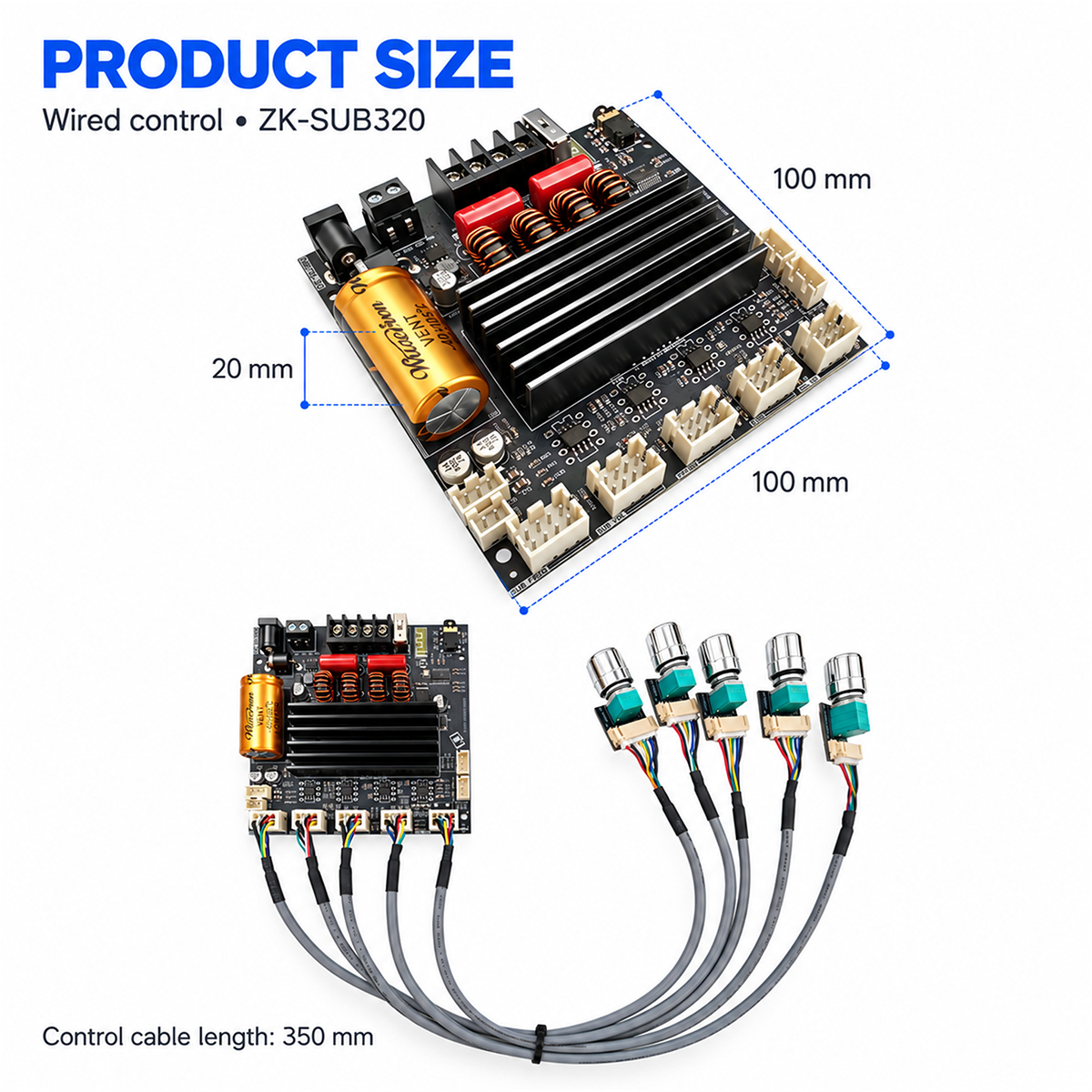 OneAudio Wuzervon ZK-SUB320 Bluetooth 5.1 2x160W Power Amplifier Board ...