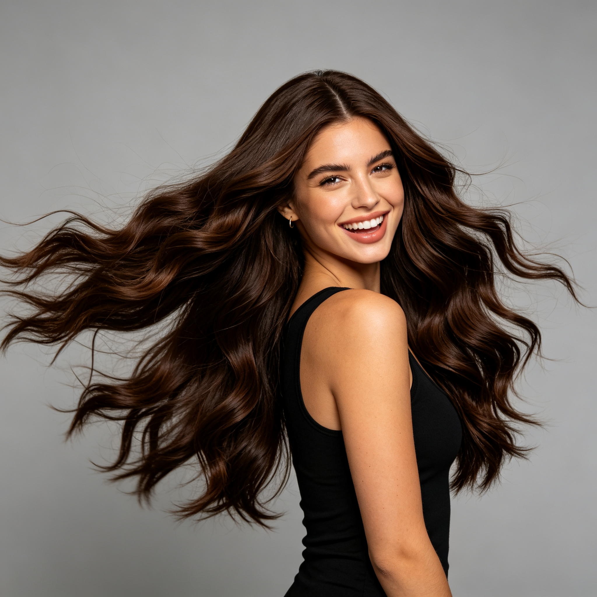 Dark Brown 65cm Long Loose Wavy Synthetic Wig, Middle Part Heat ...