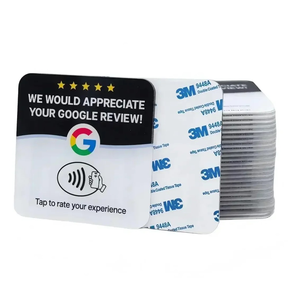 5PCS NFC Google Review Card Stand - Rewritable NFC213 Tap to Review PVC ...