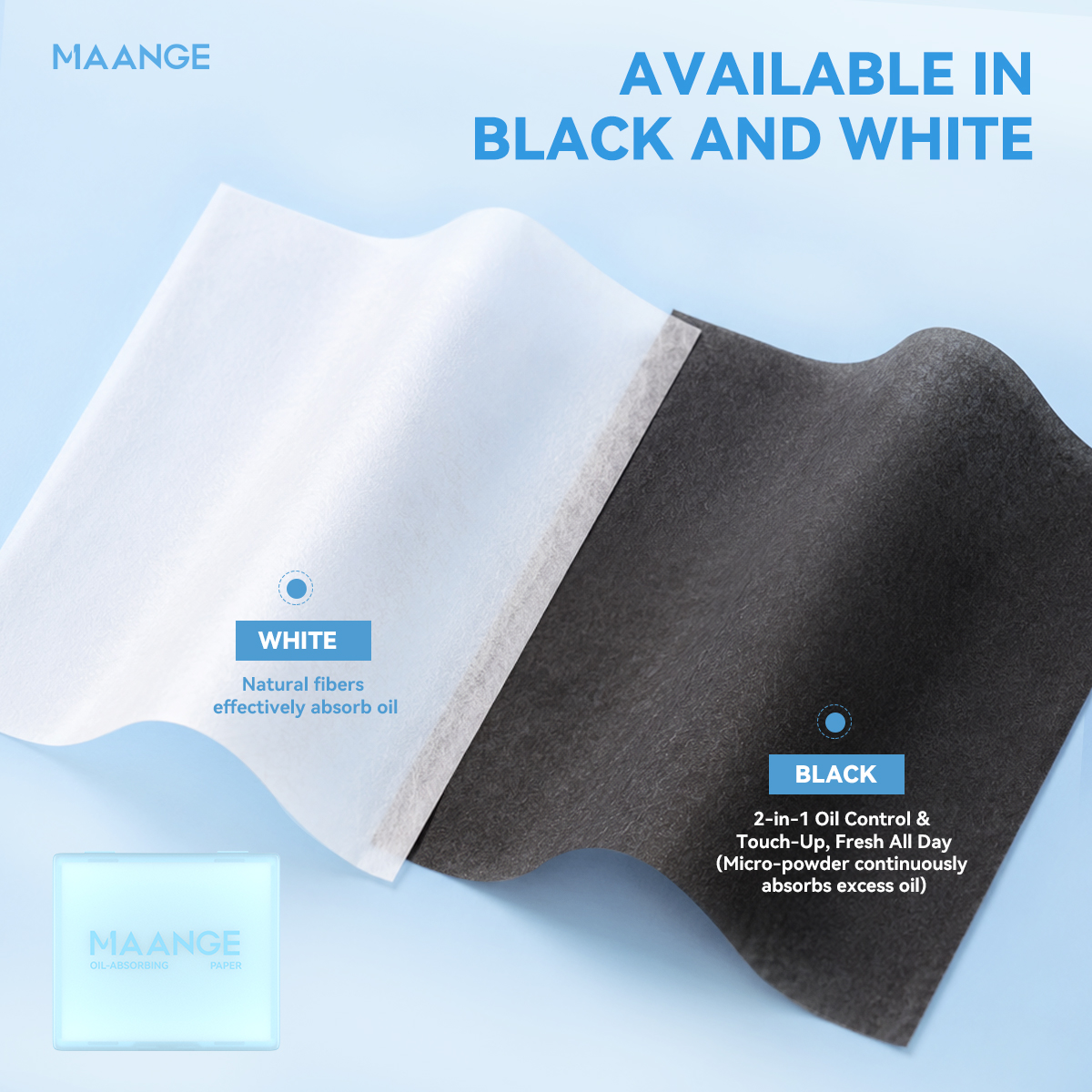 MAANGE 3-in-1 Oil-Absorbing Paper – Built-in Mirror & Puff, Effective ...