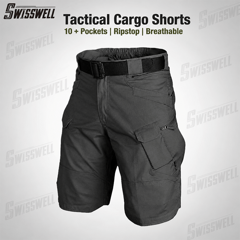 SWISSWELL Men Casual Tactical Cargo Shorts, Zipper Pocket Streetwear ...