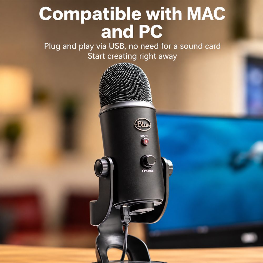 Logitech Blue Yeti USB Condenser Microphone 4 Pickup Patterns for ...