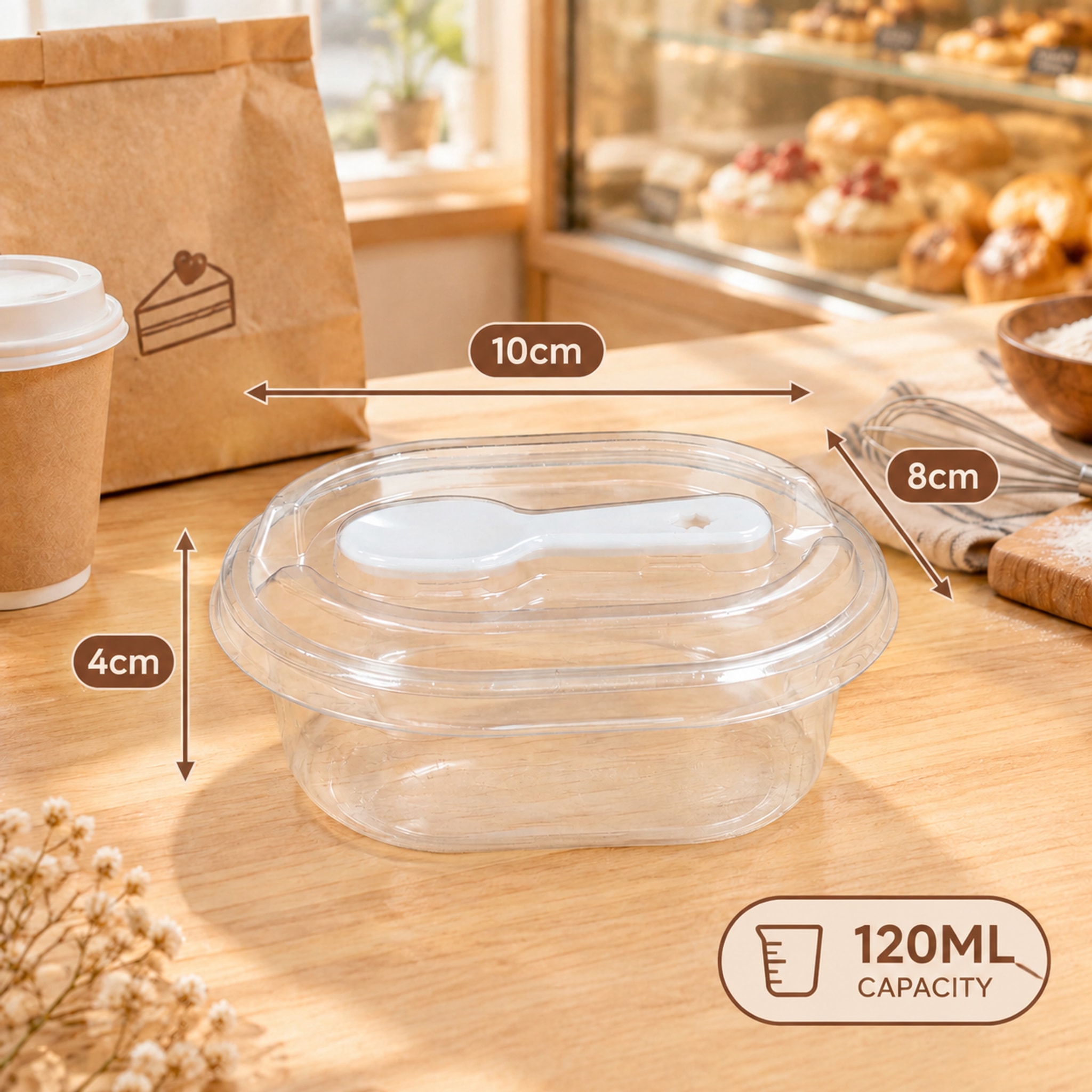 LM 120ML/150ML/300ML/500ML Cake Container Loaf Deli Container Clear ...
