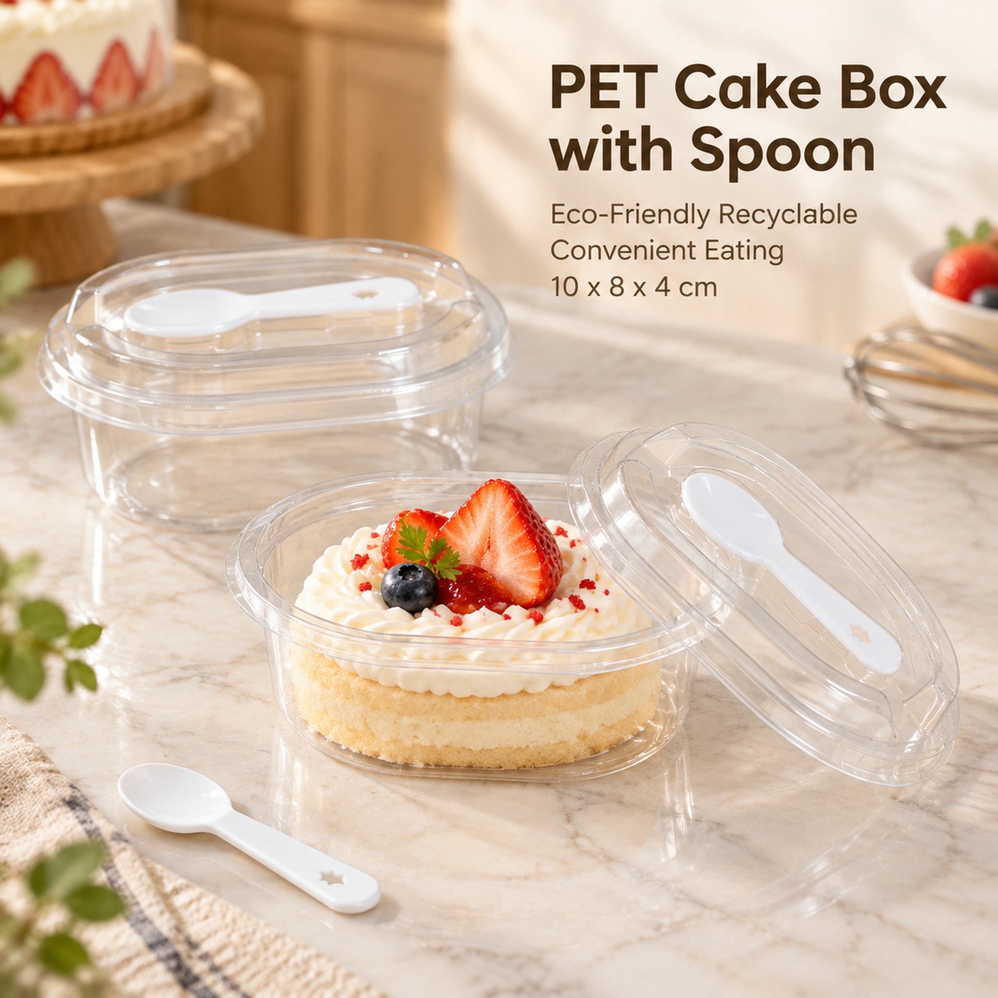 LM 120ML/150ML/300ML/500ML Cake Container Loaf Deli Container Clear ...