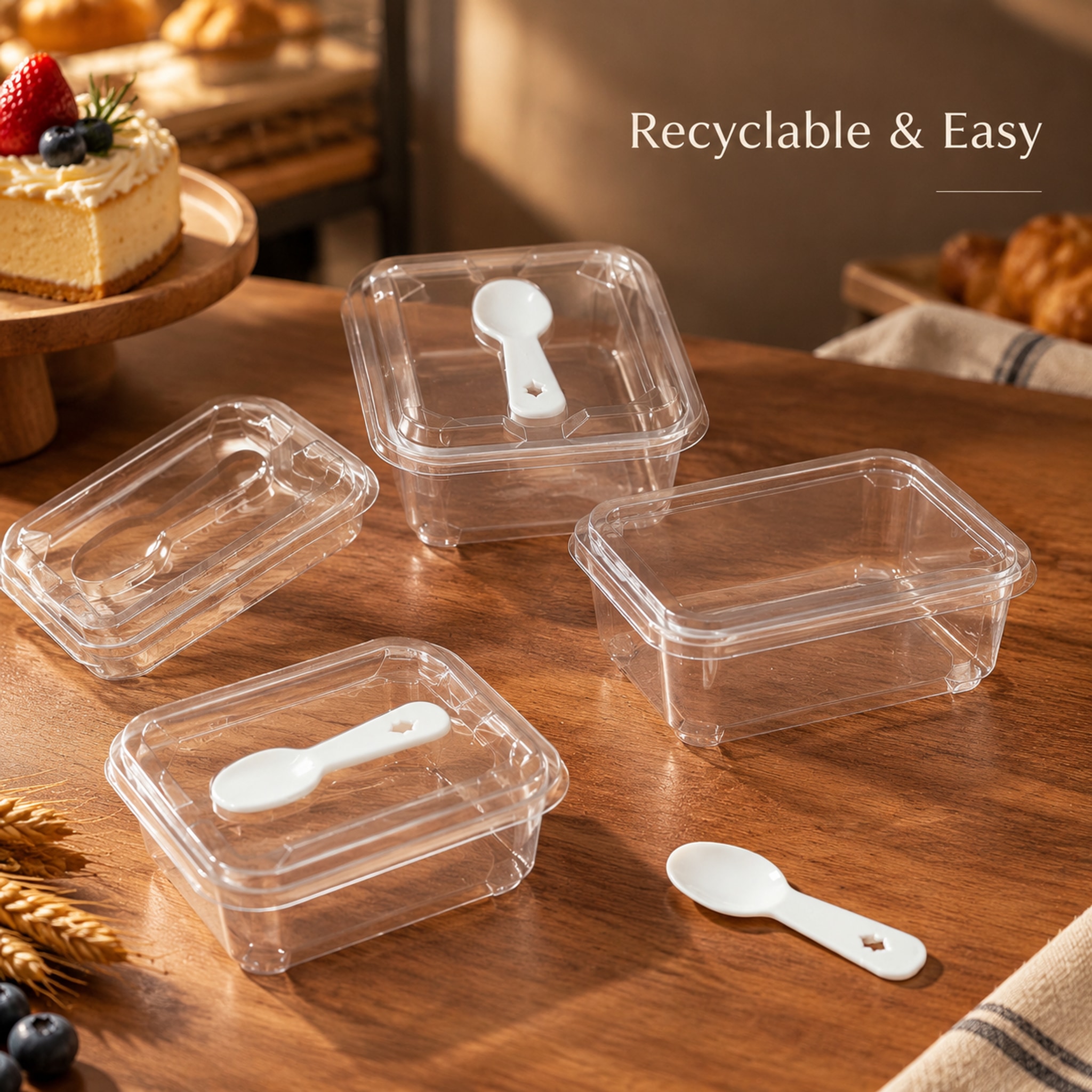 LM 120ML/150ML/300ML/500ML Cake Container Loaf Deli Container Clear ...