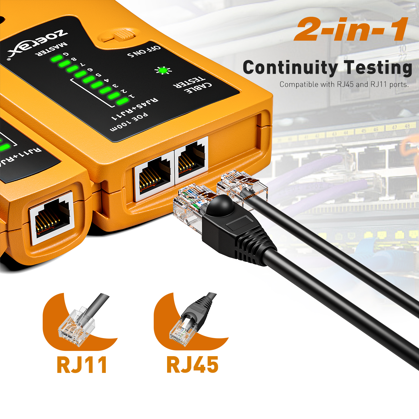 ZoeRax PoE RJ45 LAN Cable Tester Network Cable Tester RJ11 RJ12 CAT5 ...