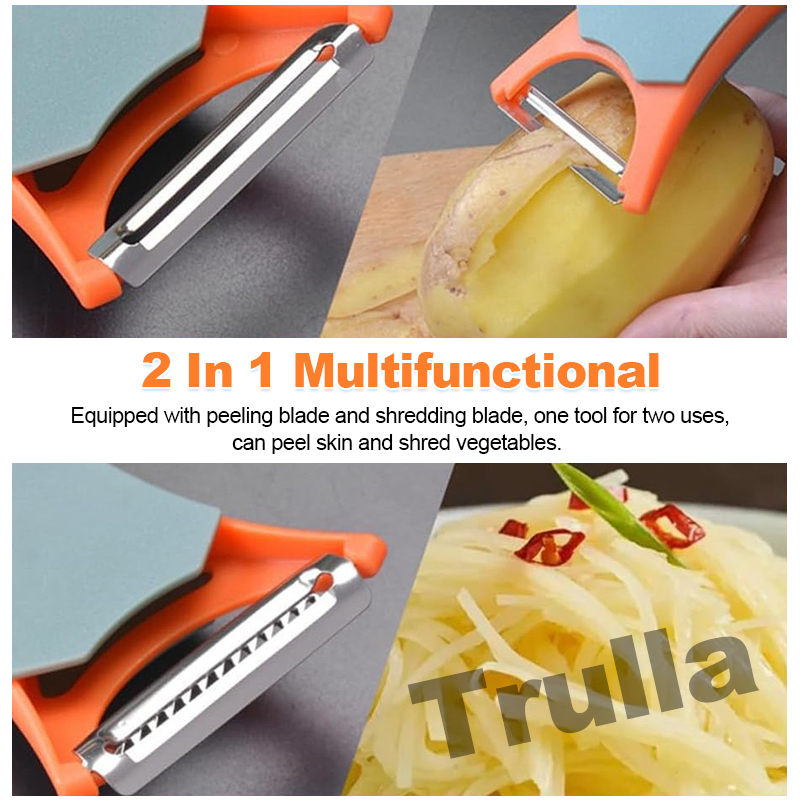 TRULLA 2 In 1 Multifunctional Vegetable Fruit Peeler Carbon Steel Blade ...