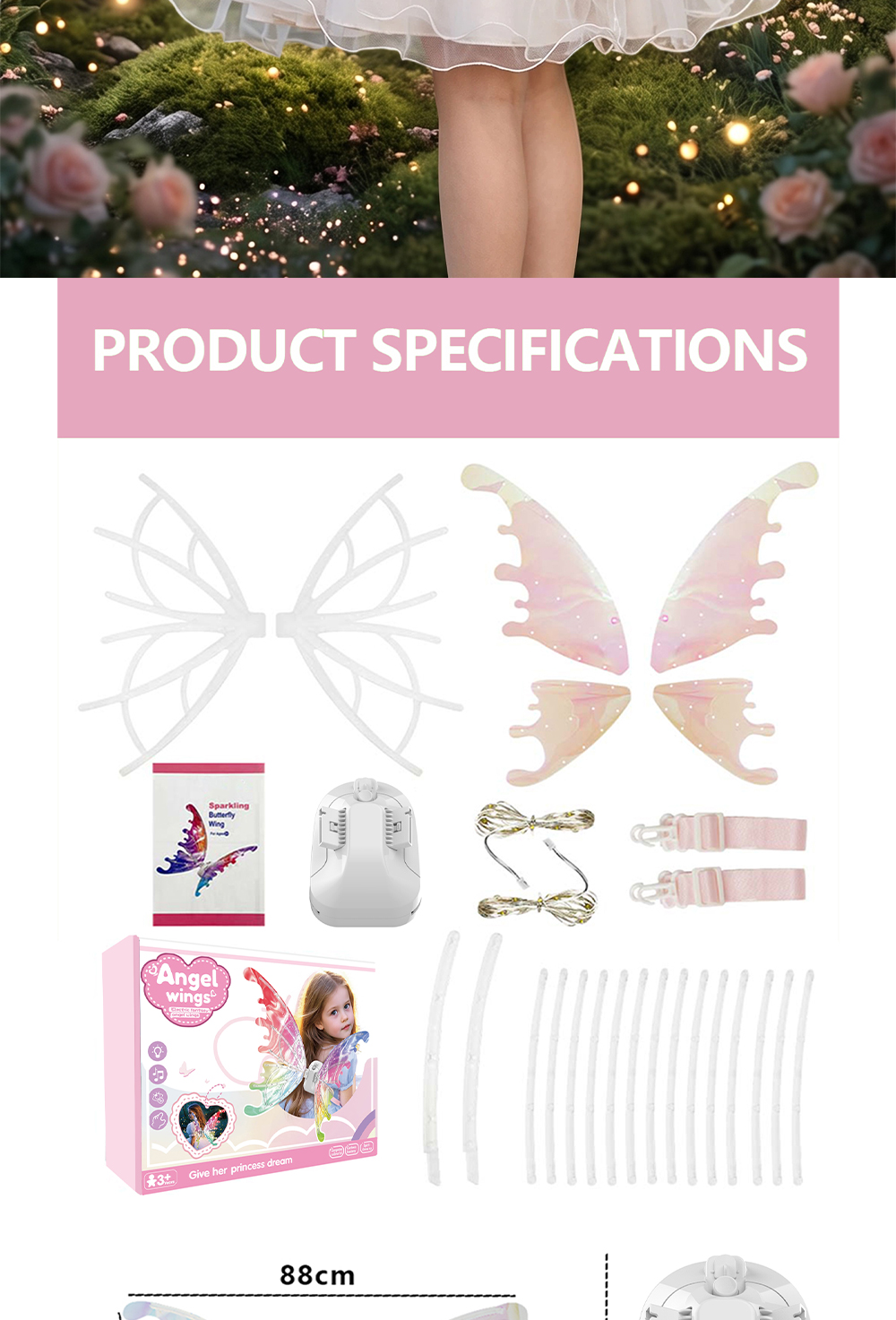 Unikids Girls Electrical Butterfly Wings With Music Lights For Kids ...