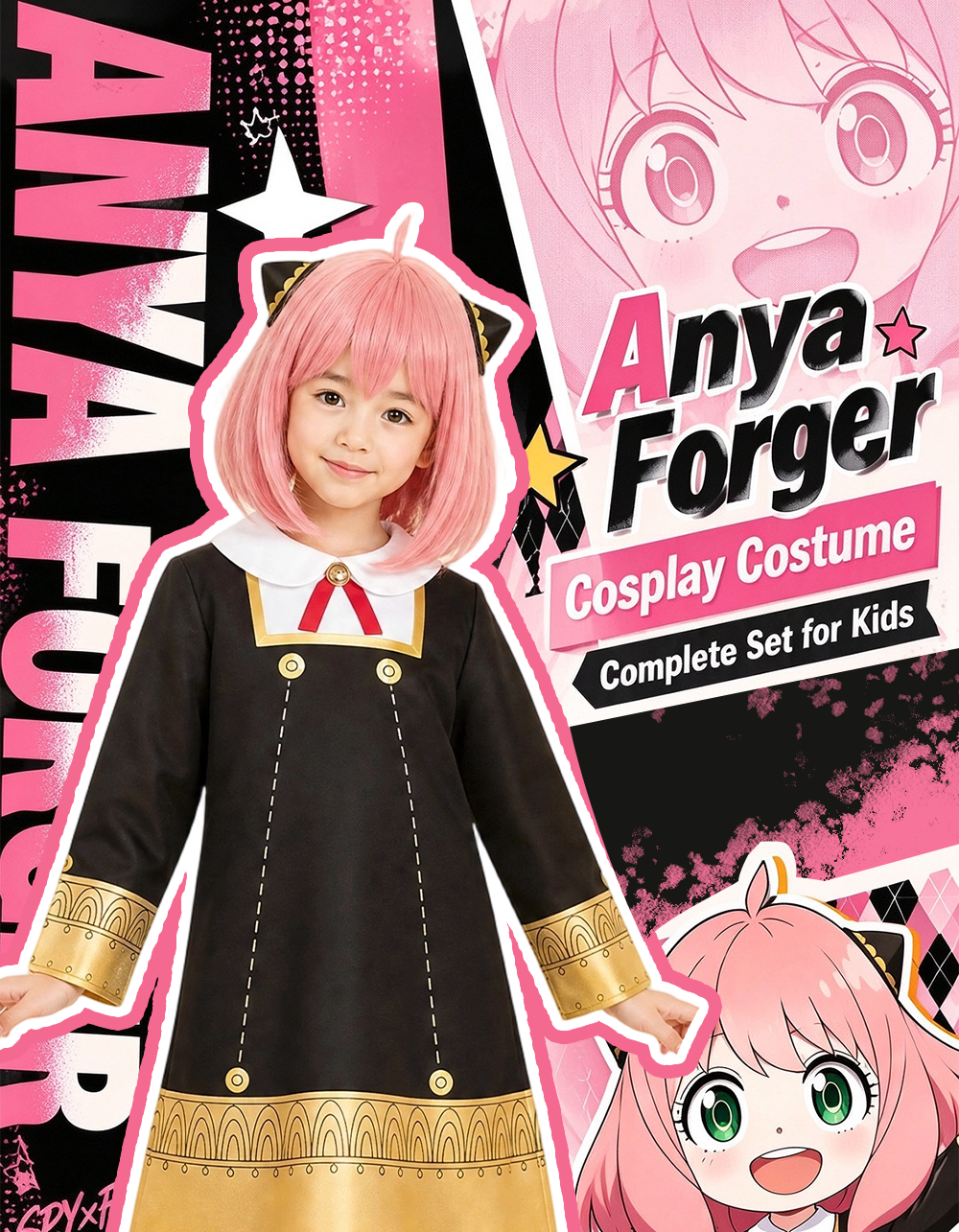 Oscarbaby SPY X FAMILY Anya Forger Cosplay Costume for Girls Kids Anime ...