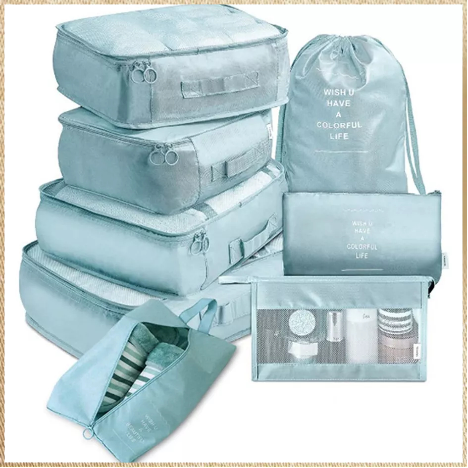 8 PCS Travel Organiser Packing Cubes Lightweight Travel Packing Bags