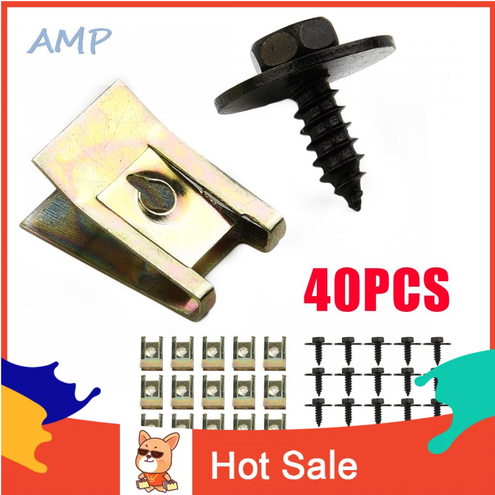 40x Steel U Nut Clip Screw Gasket Fastener For Car Body Fender Bumper Plate Fix For BMW Shopee