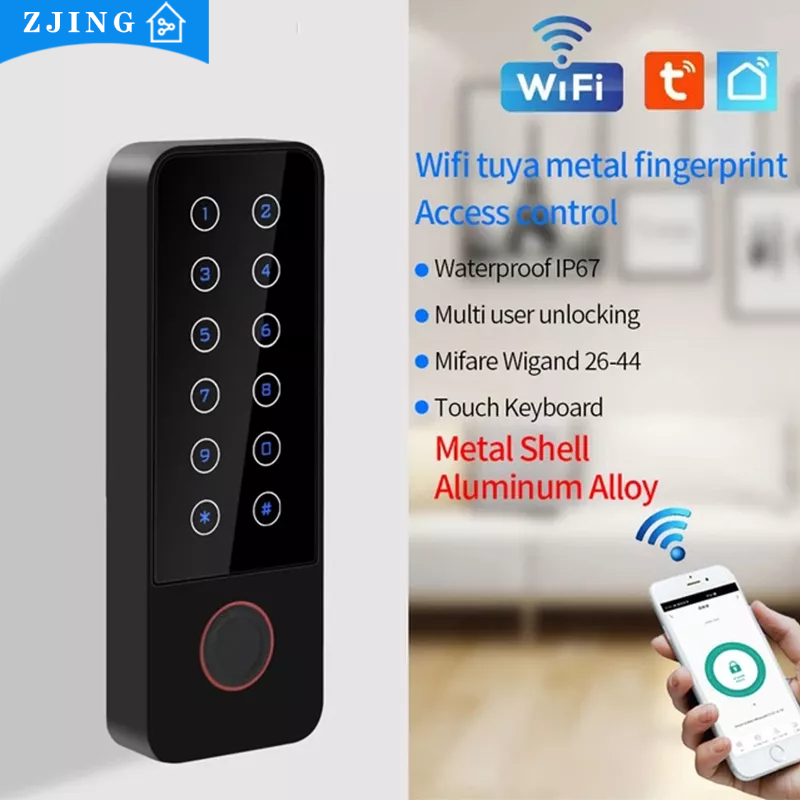 DC12V Waterproof Zinc Tuya Built in Wifi Module Fingerprint Door Access ...