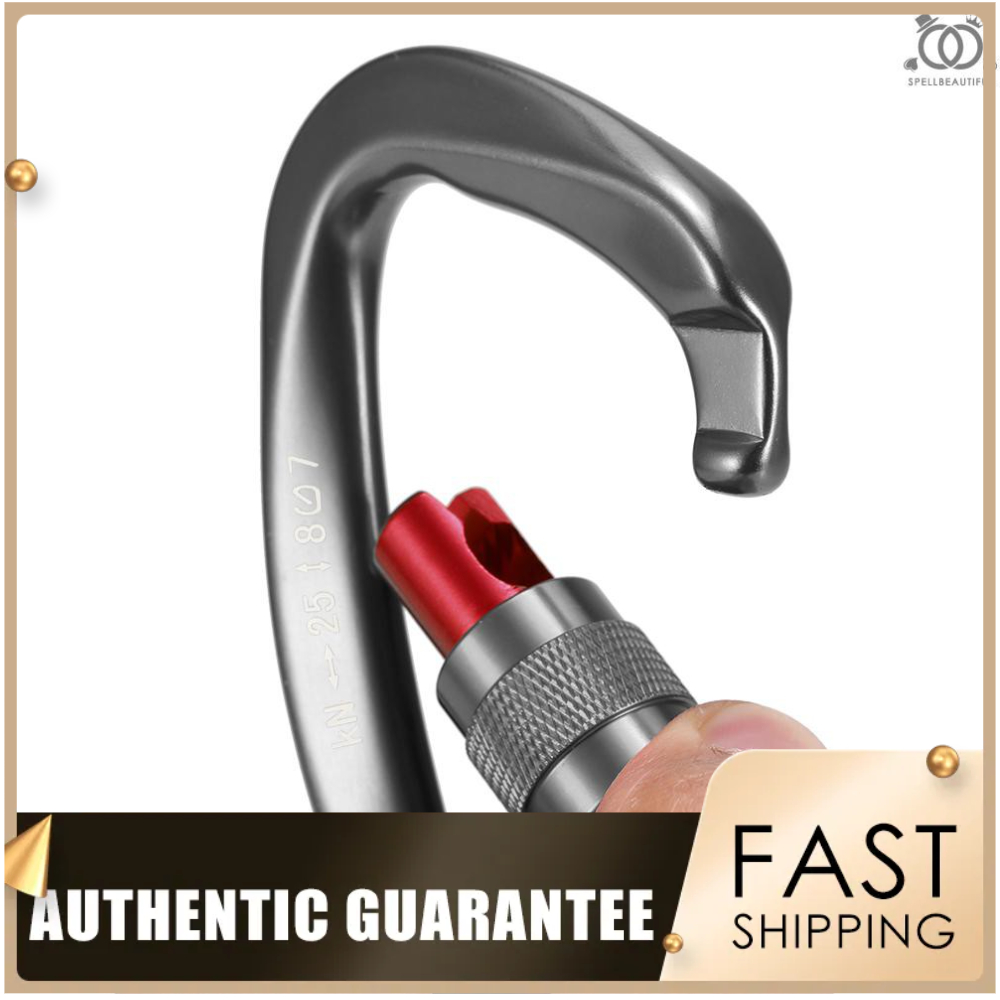 Spel-25KN Screw Locking Gate Carabiner Heavy Duty D-shape Buckle Pack D ...
