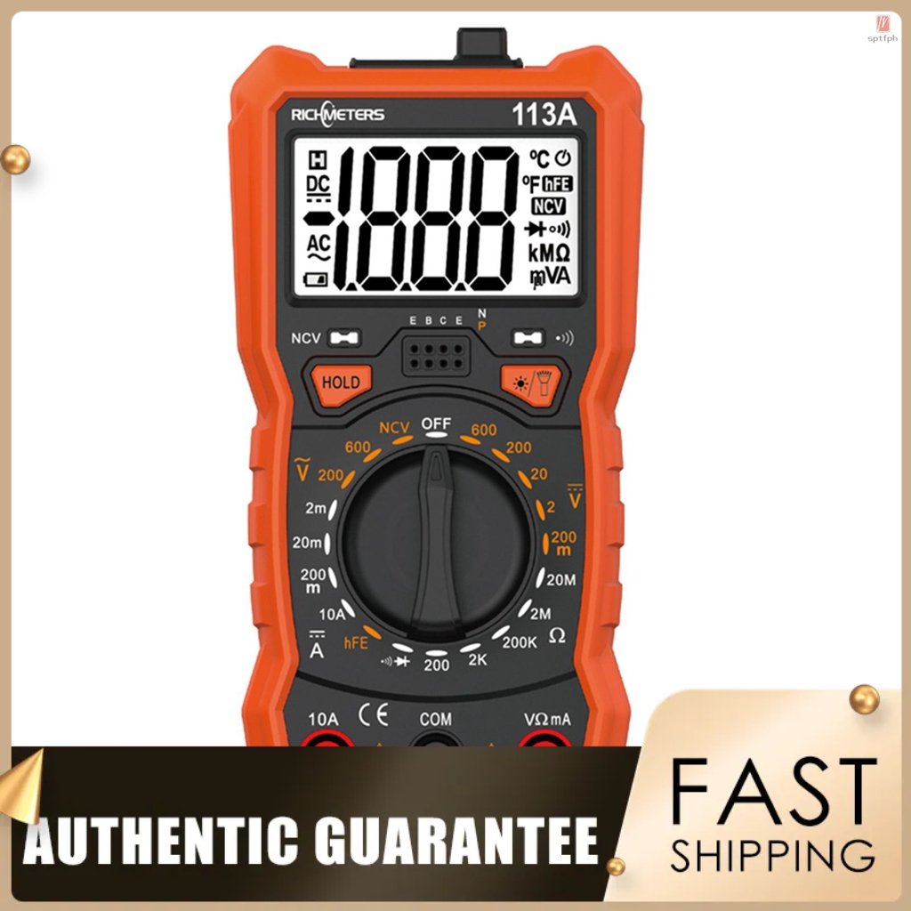 【SP】RICHMETERS RM113A NCV Digital Multimeter 2000 Counts HFE AC/DC ...
