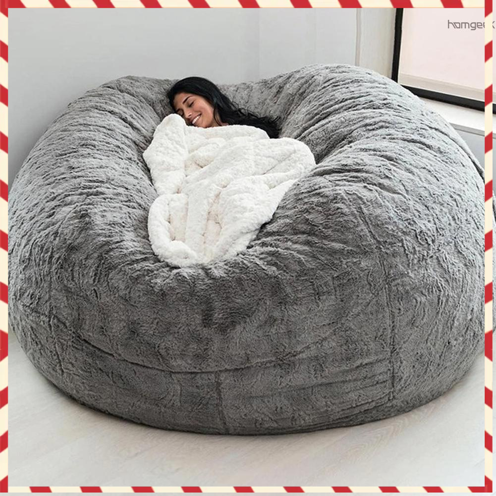 H&G Home Sponge Bed Bean Bag Chair Cover Slipcover Double Bedroom ...