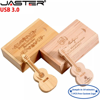 JASTER USB 3.0 flash drive Guitar Pen drive Wooden box Memory stick Free  custom logo Pendrive Creative Wedding gifts 32GB 64GB