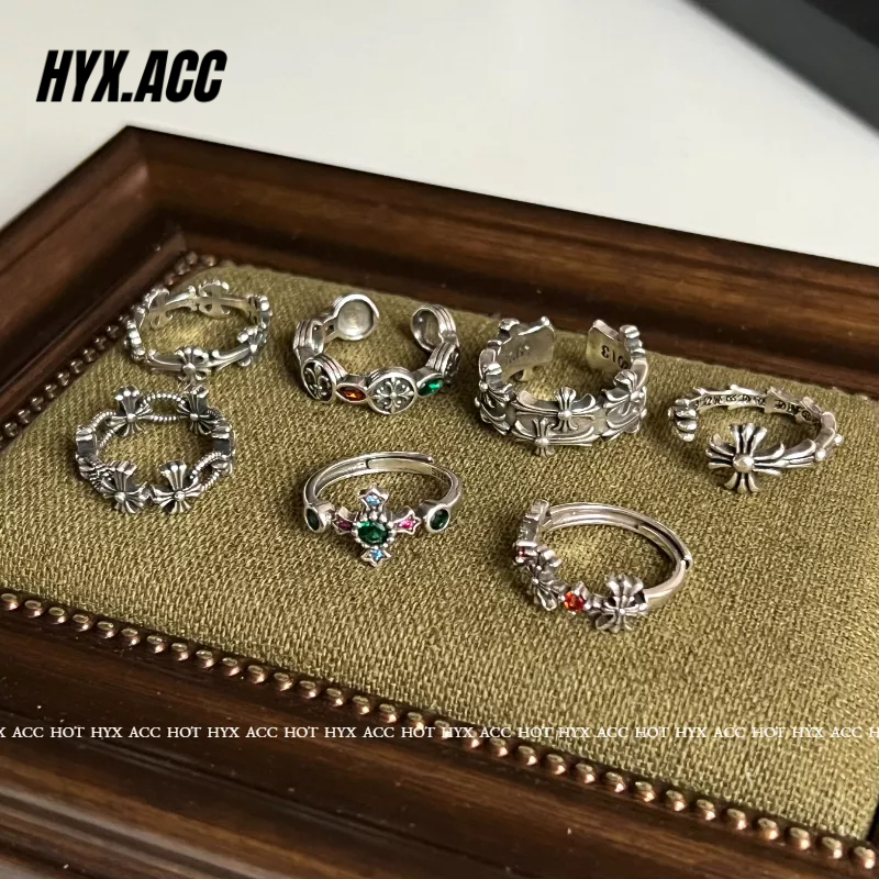 Fashion Accessories Ring Vintage Cross Ring Titanium Steel Ring Set ...