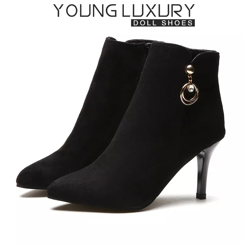 Young 2022 8cm Heel Boots For Women New Arrive Thin Heel Ankle Boots For Ladies Sexy Style With 9734