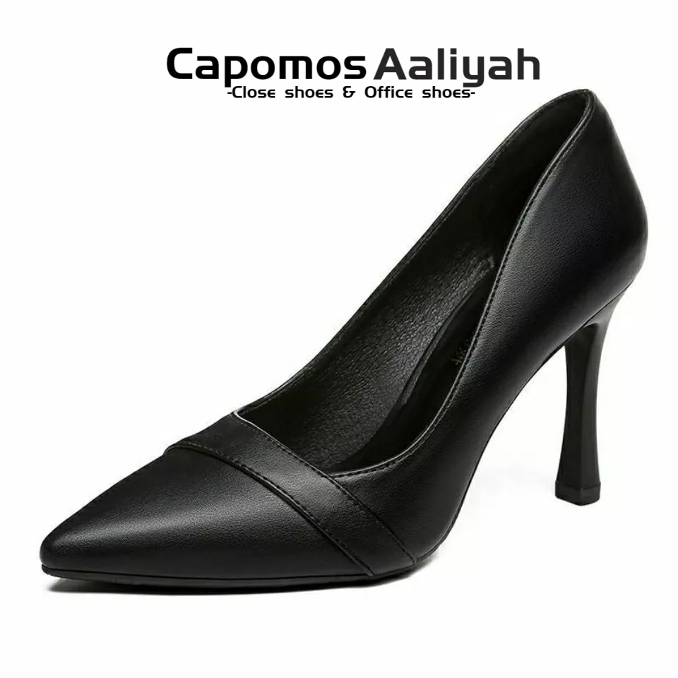 Capomos High heels for women stiletto black leather shoes professional shoes women