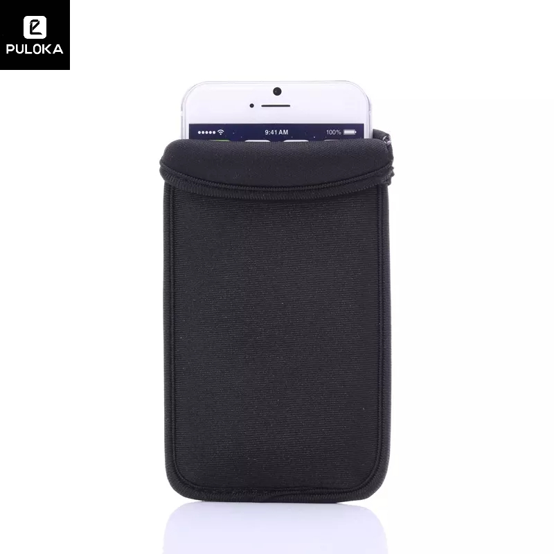 Kwmobile Neoprene Phone Pouch Size L - 6.5" - Universal Cell Sleeve Mobile Bag With Zipper, Wrist Strap - Black