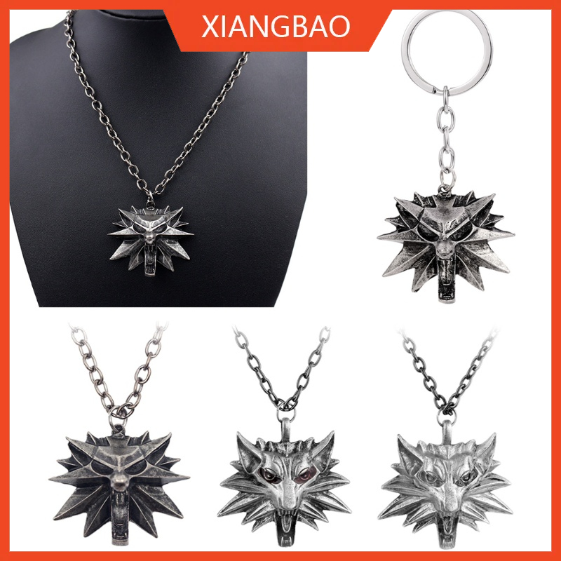10MK Men's Witcher Zinc Alloy Wolf Head Necklace Pendant with Chain ...