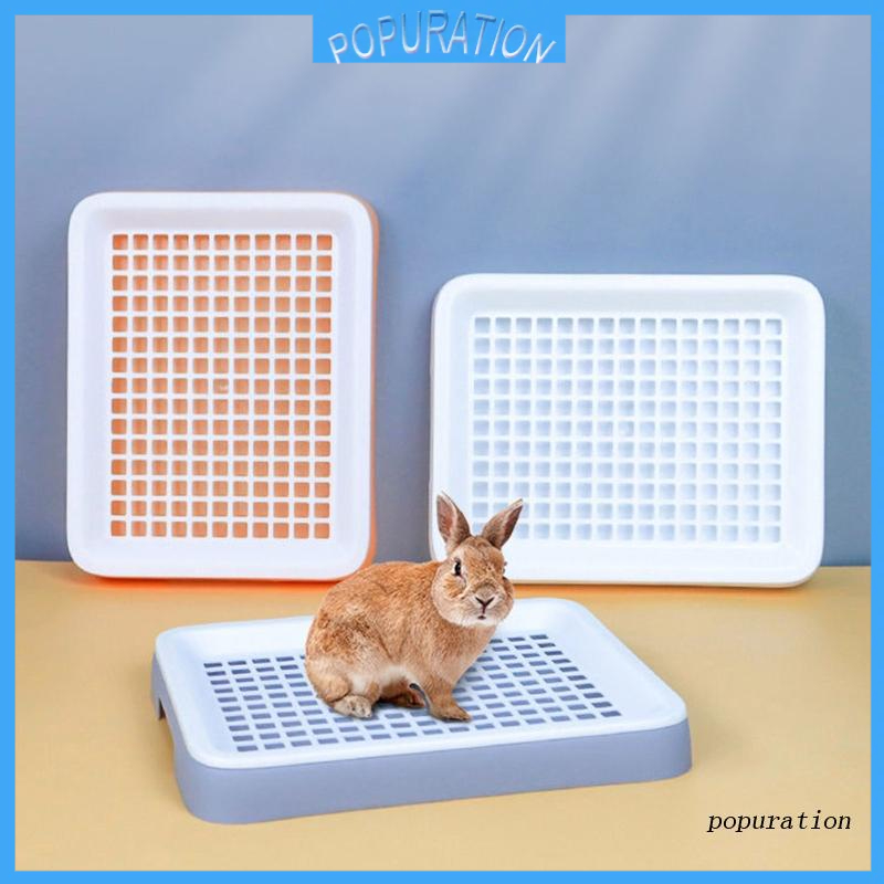 POP Rabbit Litter Box with Grate Guinea Pig Litter Pan for Cage Bunny
