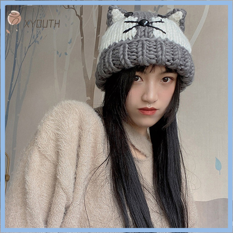 XY Devil Horn Hat Cat Ear Beanie Crochet Knitted Hat Soft Mouse Hat Skullies Beanie Shopee Philippines