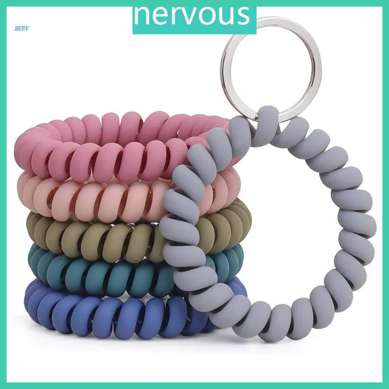 NERV 6 Pcs Stretchable Plastic Coil Wrist Keys Holder Plastic Spiral