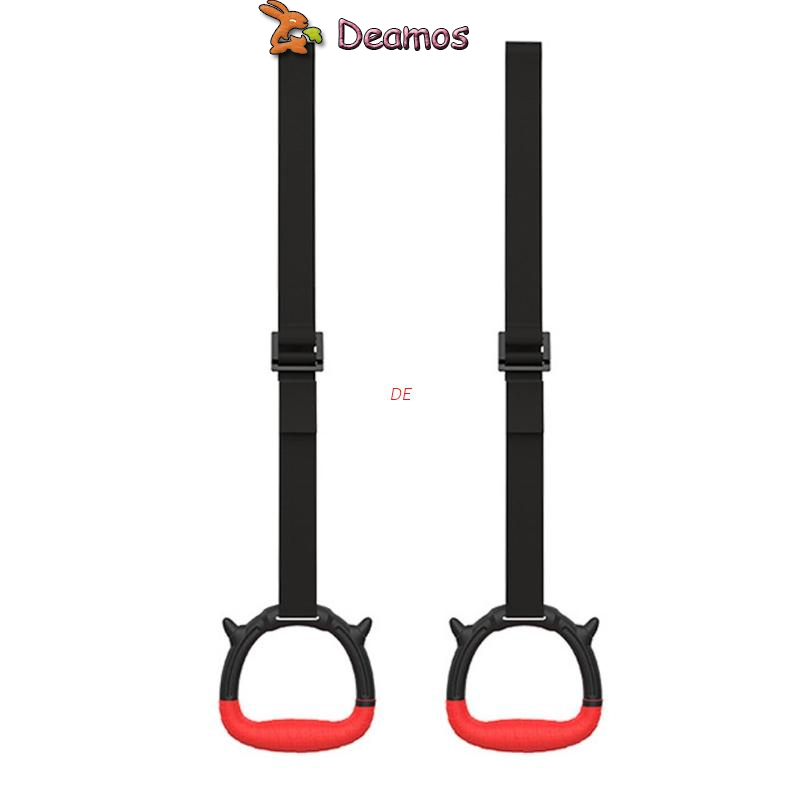 DE Indoor Exercise Rings Rubber Coat Gymnastic Rings w/ Safety Buckle
