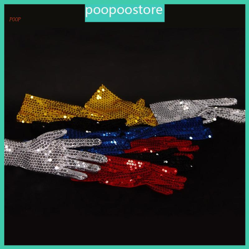 POOP Celebrity Gloves Fashion Stage Performance Sequins Short