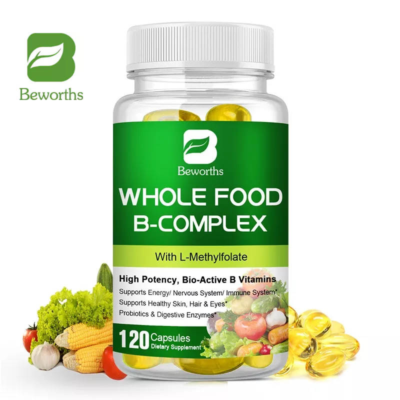 Beworths Vitamin B Complex Capsules Whole Food Supplement B1 B2 B3 B5