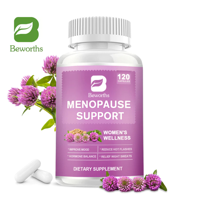 Beworths Menopause Hard Capsules Contains Vitamins B2 B6 D3 Black