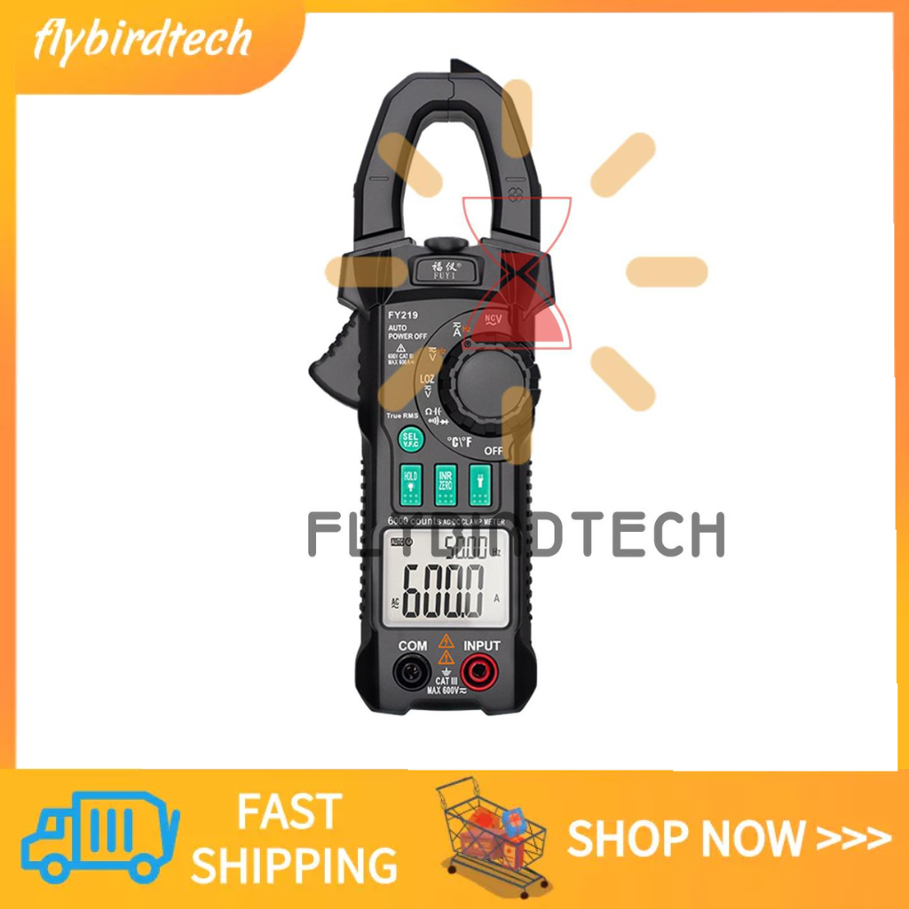 FLY FUYI AC DC Inrush Current Clamp Meter 6000 Count Automatic Range
